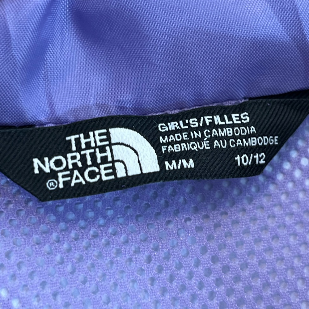 The North Face Girls 10/12 DryVent Rain Jacket Navy Lilac Hooded Waterproof EUC - Picture 7 of 7